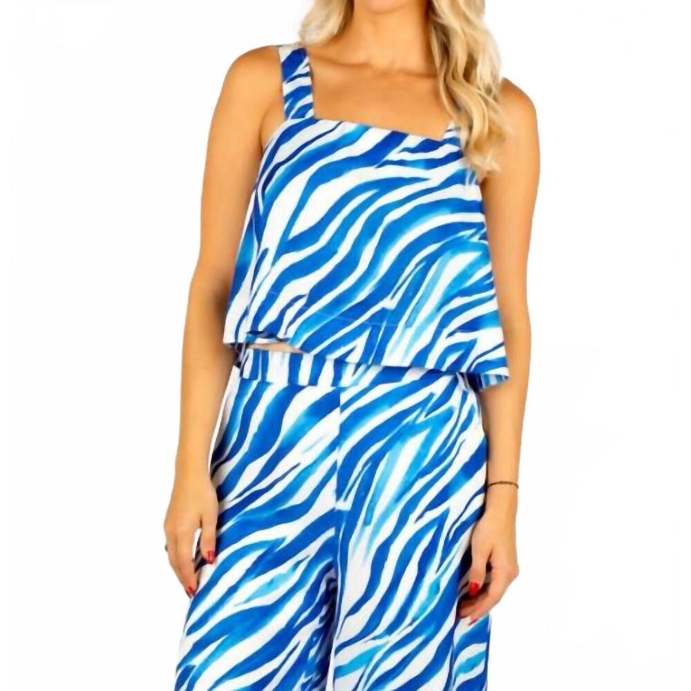 NEW SINCERELY OURS brandee zebra printed top in blue